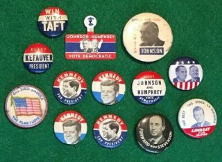 Vintage Jfk Kennedy Taft Johnson Political Pinback Campaign Button Pin Badge