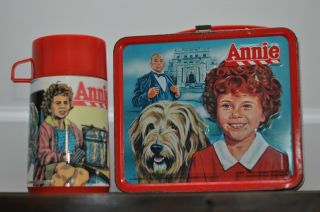 Vintage 1981 Little Orphan Annie Aladdin Metal Lunchbox W/thermos