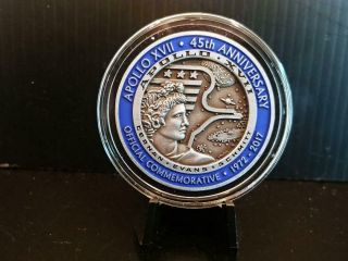 Nasa Apollo 17 45th Anniversary Moon Flown Metal Commemorative Coin