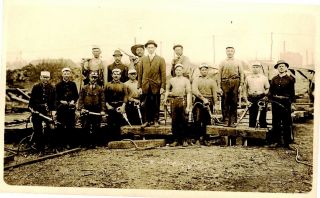 Rppc Gang Of Workers With Pneumatic Drills ? Circa 1912