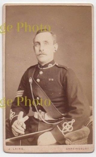 Military Cdv Photo Sergeant In Uniform With Sword Laing Studio Shrewsbury 1880s