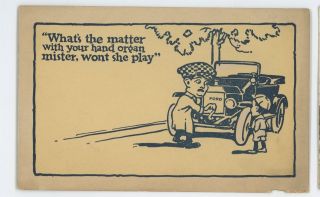Hand Organ Joke Early Ford Automobile Advertising Antique Car Vintage Postcard 1