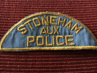 Police Department Stoneham (mass) Aux Shoulder Patch Set Old American Made
