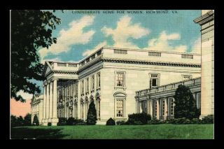 Us Linen Postcard Confederate Home For Women Richmond Virginia