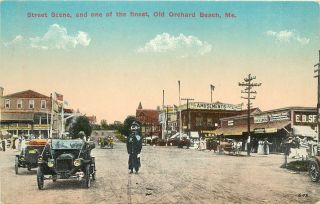C1910 Postcard; Street Scene Business Section Old Orchard Beach Me York County