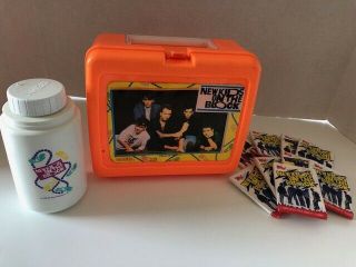Nkotb Orange Lunch Box 1990 Made By Thermos,  9 Packs Of Trading Cards/gum