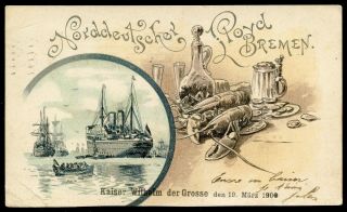 Kaiser Wilhelm Der Grosse Norddeutscher Lloyd Postcard 1906 To W.  Norfolk,  Ct