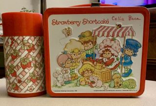 Vintage Strawberry Shortcake Metal Lunch Box W/original Thermos Aladdin 1981