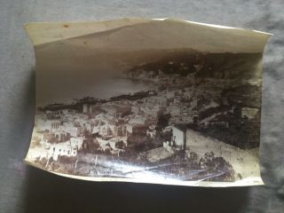 Antique Black & White Photograph Albumen Print Bay Of Naples 90 Napoli Panorama