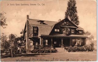 Santa Rosa,  California Ca Mansion Macdonald Avenue 1909 Sonoma County Postcard
