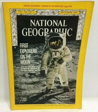 National Geographic December 1969 Apollo 11 Moon Landing With Record No Map