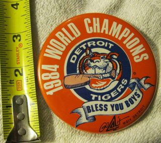 Vintage 1984 Detroit Tigers World Series Champions Bless You Boys,  Musical Pin