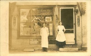 1912 Rppc Postcard Dayton Ohio Eyre Grocery Store Tip Top Bread Advertising Sign