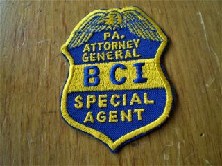 Scarce Office Of Attorney General Pa Bci Special Agent Patch 3.  5 By 2.  5 Inches