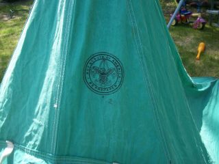 vintage 1960s boy scouts bsa canvas camping miners tent with canvas bag w flaws 2