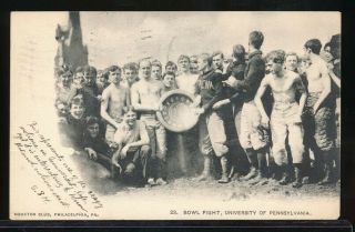 University Of Pennsylvania Bowl Fight 1906 Postcard Shirtless Frat Boys