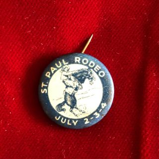 Vintage St Paul Rodeo Oregon Horse Cowboy Pinback Button Pin Celluloid 7/8 "