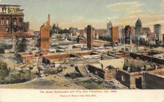 The Great Earthquake & Fire,  San Francisco Nob Hill Ruins 1906 Vintage Postcard