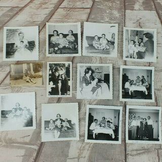 12 Vintage Black & White Snapshots Photos Old Photographs Kids Family Fun Mcm