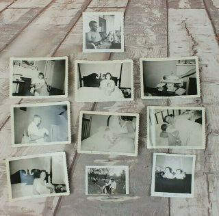 10 Vintage Black & White Snapshots Photos Old Photographs Newborn Baby Mom Mcm