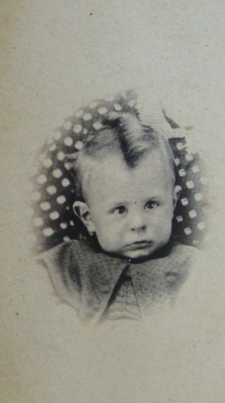 Antique Cw Era Cdv Photo Of Cute Baby Boy On Lap Of Hidden Mother Richmond Ill