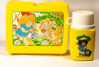 Vintage Cabbage Patch Kids Plastic Lunch Box With Thermos C1980s