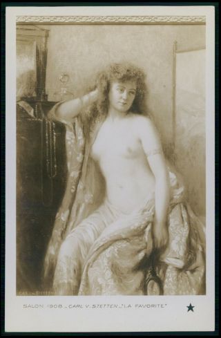 Art Stetten Nude Woman Model Favorite 1910s Salon De Paris Postcard