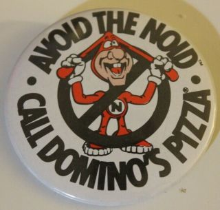 Vintage Dominos Pizza Avoid The Noid Button Pin Back 2 "