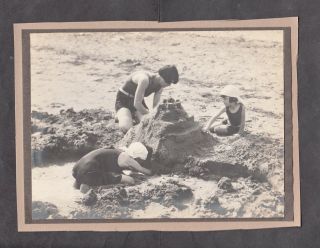 C1930s Photo Of A Group Of Children Building A Sand Castle