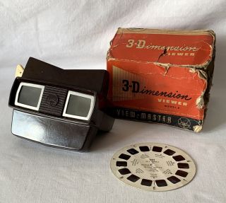 Vintage Brown Bakelite Plastic Sawyers Viewmaster Viewer Model E 1955 - 61,  Reel