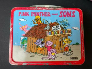 1984 Pink Panther And Sons Metal Lunch Box - Vintage