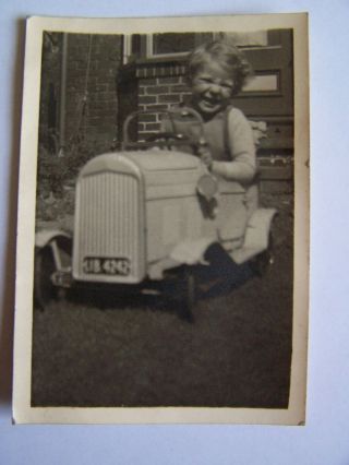 Vintage Photograph Boy In Toy Pedal Car Child