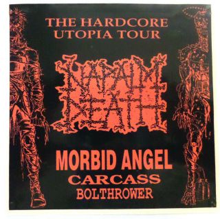 Napalm Death - Utopia Tour Sticker - Vintage Over 24 Years Old In