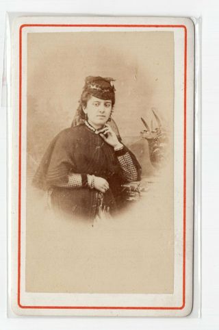 Cdv Lady With Fine Hat And Parasol 1870s C173