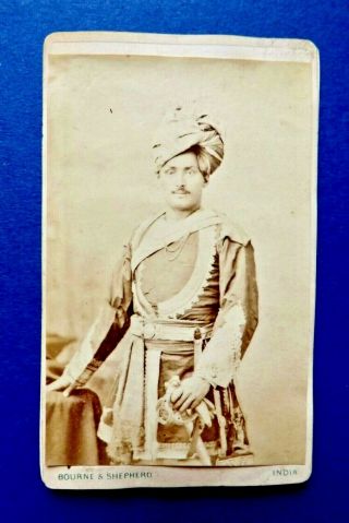 Vintage - Bourne & Shepherd - India - Portrait Cdv - Named On Reverse - 19th Cent