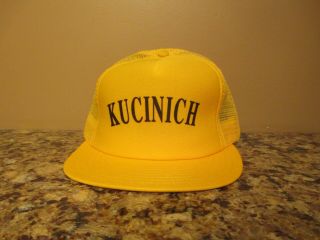 Vintage Yellow Dennis Kucinich Campaign Snapback Trucker Hat - Cleveland,  Ohio