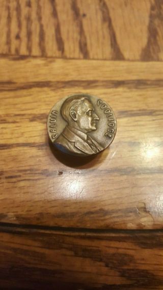 Ex.  Rare Calvin Coolidge Bronze Button Hole Or Cufflink Pin