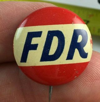 1936 Fdr 7/8 " Button Pin Red White & Blue - The Classic Roosevelt Fdr Pin -