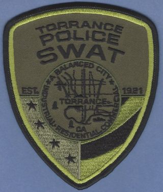 Torrance California Police Swat Team Patch Green