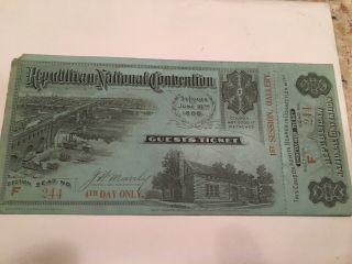 Republican National Convention Guest Ticket 1896,  4th Day,  1st Session