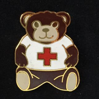 American Red Cross Brown Bear Enameled Pin