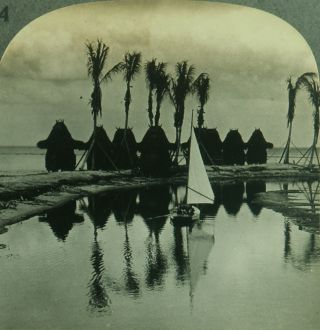 Keystone Stereoview Tahiti Beach,  Coral Gables,  Fl 1920 