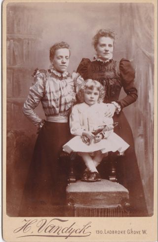 Antique Cabinet Photo - Lady With 2 Daughters.  London Studio