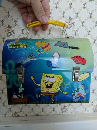 Spongebob Squarepants Metal Tin Domed Employee Of The Month Lunch Box Pail