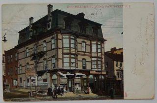 Antique 1907 Postcard Odd Fellows Building Pawtucket Rhode Island Ri