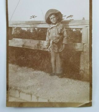 Vintage Photograph Little Boy Dressed As Cowboy Snapshot 3