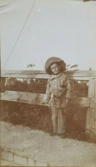 Vintage Photograph Little Boy Dressed As Cowboy Snapshot 4