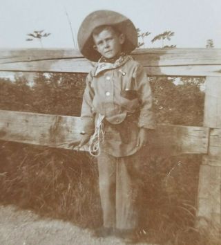 Vintage Photograph Little Boy Dressed As Cowboy Snapshot 5