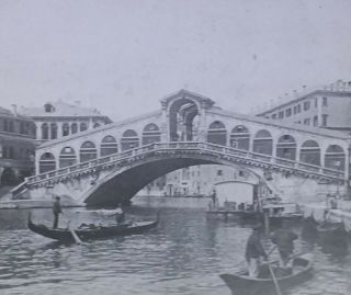 Rialto Bridge,  Grand Canal,  Venice,  Italy,  Victor Magic Lantern Glass Slide