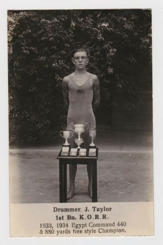 Great Real Photo Card Of Champion Swimmer King 